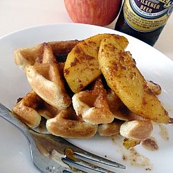 Beer Waffles with Cinnamon-Caramel Apples