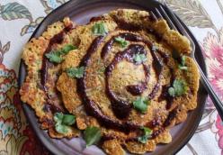 Savory Chickpea Flour Pancakes With Tamarind Syrup [Vegan]