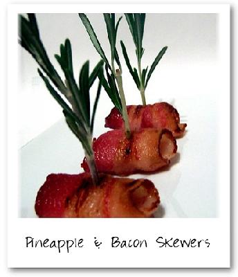 Vanilla Bean - Pineapple & Bacon Wraps with Rosemary Skewers
